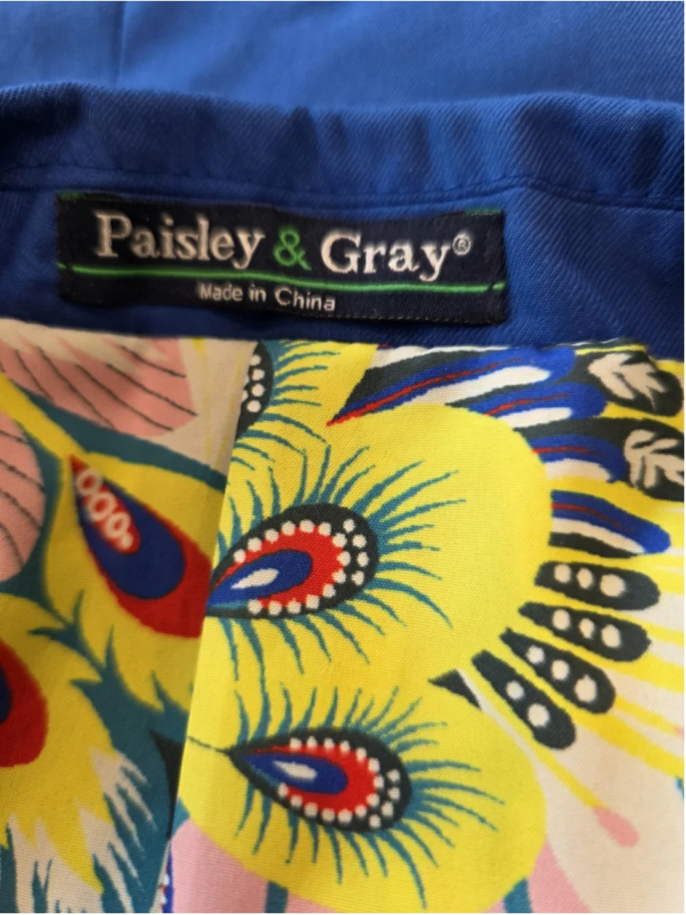 Paisley & Gray Blazer Mens 40R Slim Fit Royal Blue Floral Lined Sport Coat Party